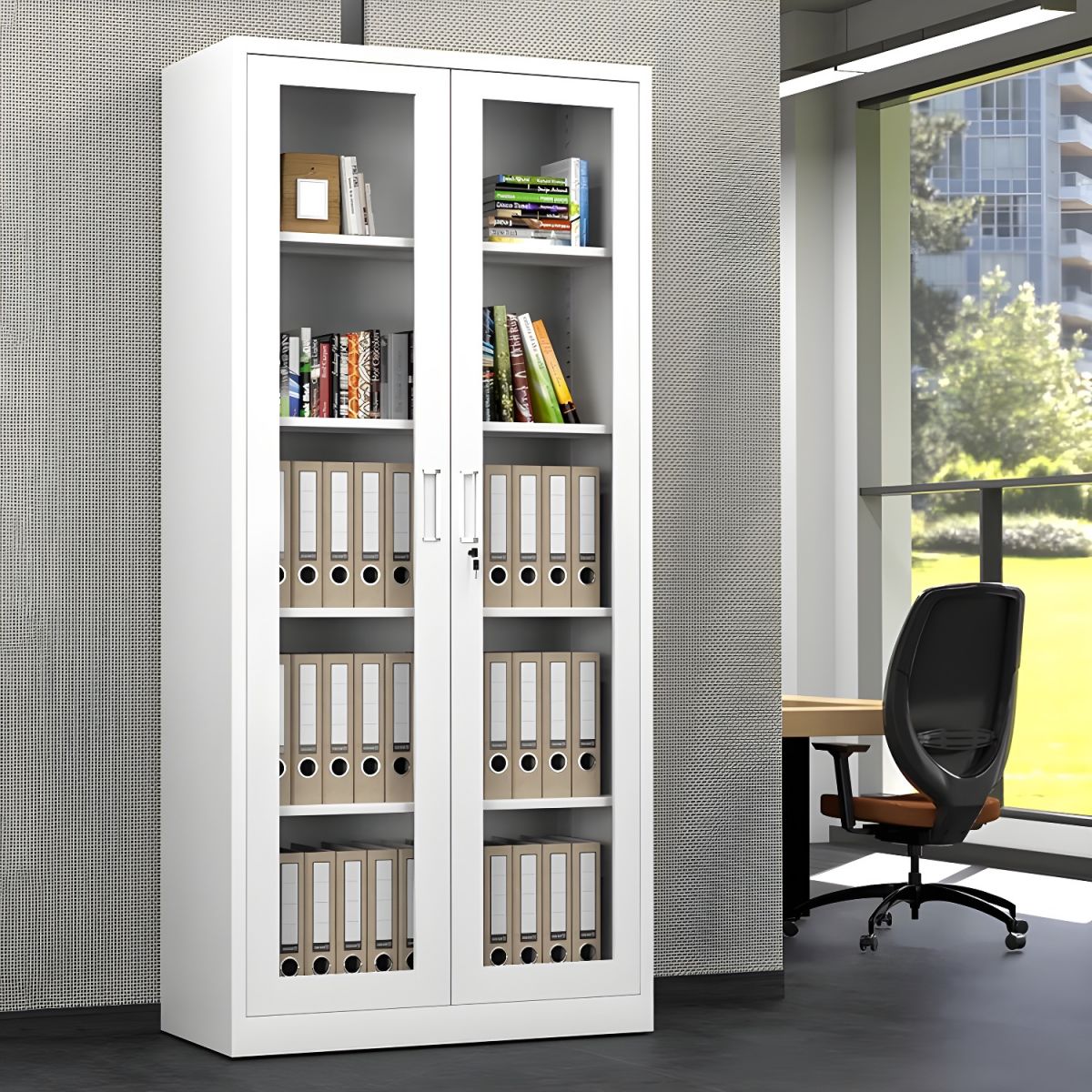 Full Glass Office Filing Cabinet, filing cabinet, glass door cabinet, office cabinet, metallic cabinet