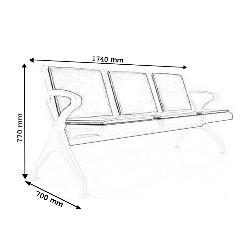 Three seater heavy-duty office bench - Image 2
