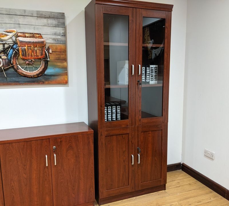 Two door wooden bookcase