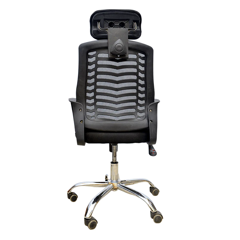 headrest office seat, ergonomic office chair, comfortable office chair, supportive office chair, adjustable headrest, high-back design, breathable mesh backrest, lumbar support