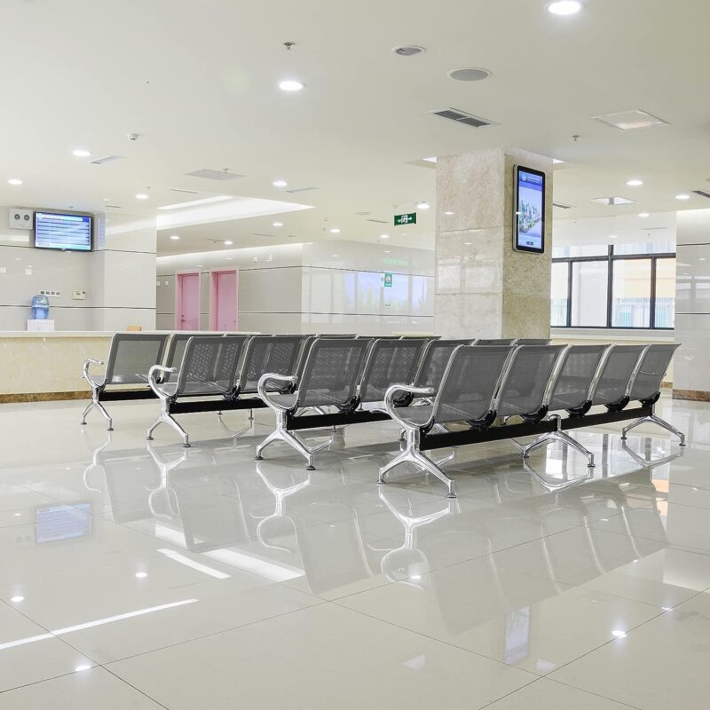 3-link silver metallic bench, waiting bench, office bench, 3-link bench