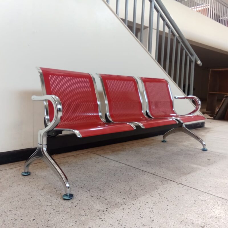 Three Seater Powder Coated Metal Reception Bench