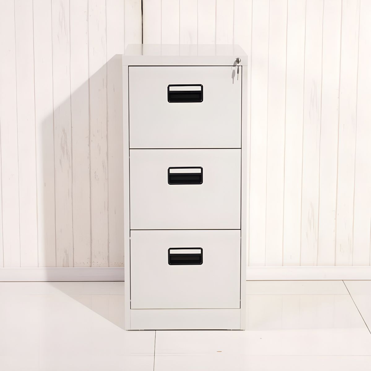A4 File 3 Drawer Vertical Storage Cabinet, 3 drawer cabinet, metal filing cabinet, durable cabinet, scratch-resistant cabinet, lockable cabinet, stylish cabinet, modern cabinet, office cabinet, home office cabinet
