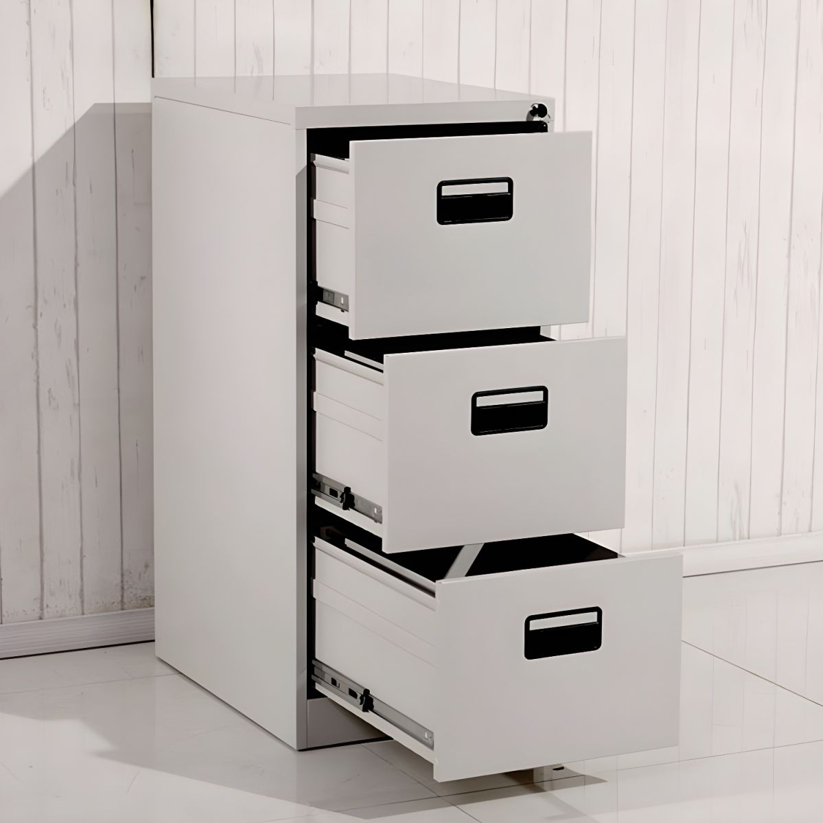 A4 File 3 Drawer Vertical Storage Cabinet, 3 drawer cabinet, metal filing cabinet, durable cabinet, scratch-resistant cabinet, lockable cabinet, stylish cabinet, modern cabinet, office cabinet, home office cabinet
