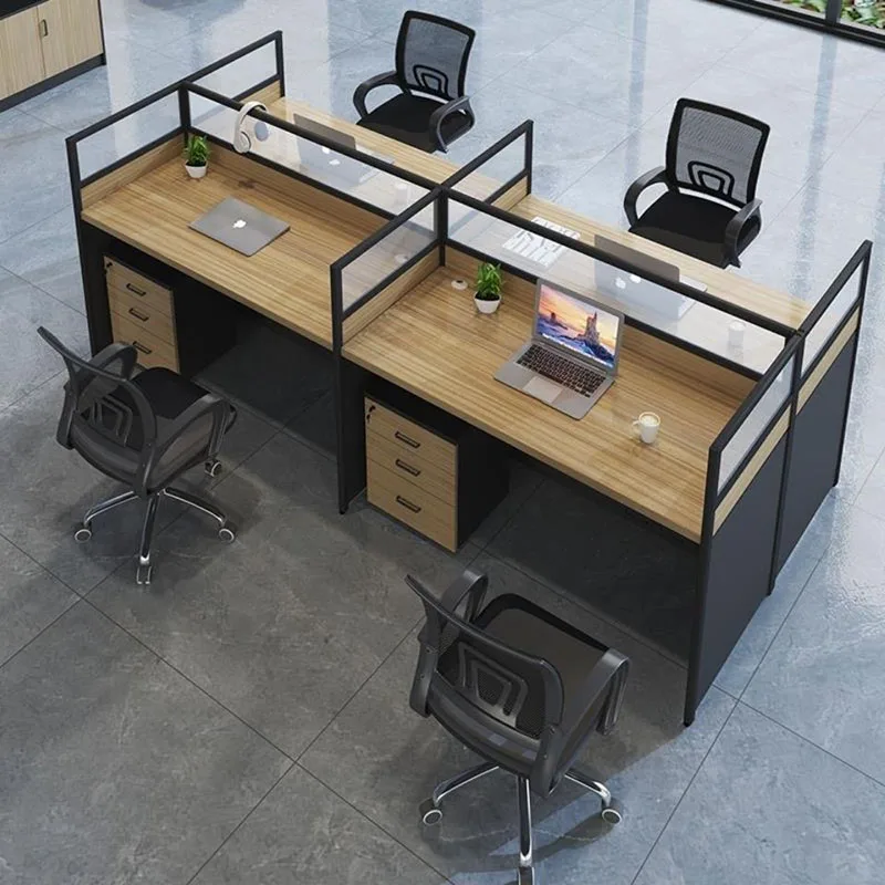 4-way modular office workstation, 4 way workstation for office, Rectangular 4 Person Partition Desk, 4 way workstation in kenya, 4 way workstation LY-355 SM\, home office 4 way workstation, Multi-Functional Office Workstation, wooden 4 way workstation