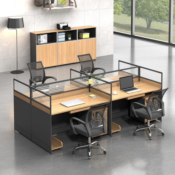 4-way modular office workstation, 4 way workstation for office, Rectangular 4 Person Partition Desk, 4 way workstation in kenya, 4 way workstation LY-355 SM\, home office 4 way workstation, Multi-Functional Office Workstation, wooden 4 way workstation