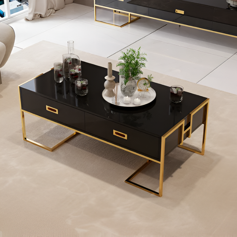 Modern Style Black Coffee Table, coffee table, glass coffee table, living room table, modern coffee table