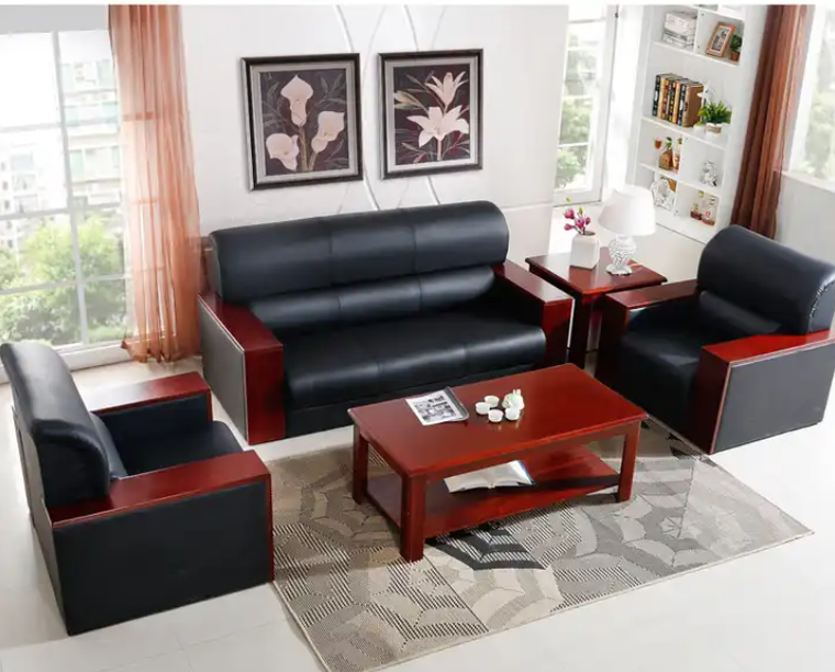 5 Seater Office Sofa Set in leather, office sofa, 5-seater office sofa, PU leather sofa, 5-Seater Executive Office Sofa