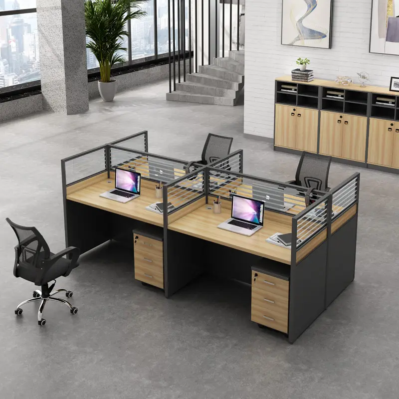 4-way modular office workstation, 4 way workstation for office, Rectangular 4 Person Partition Desk, 4 way workstation in kenya, 4 way workstation LY-355 SM\, home office 4 way workstation, Multi-Functional Office Workstation, wooden 4 way workstation