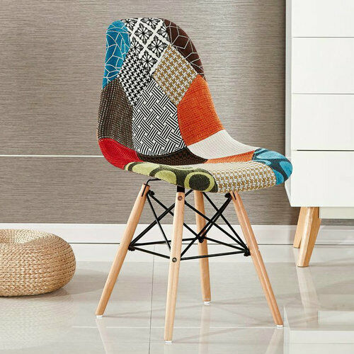 Modern Style Upholstered Side Fabric Chair, padded Eames seat, dining chairs, Eames seat, home chairs