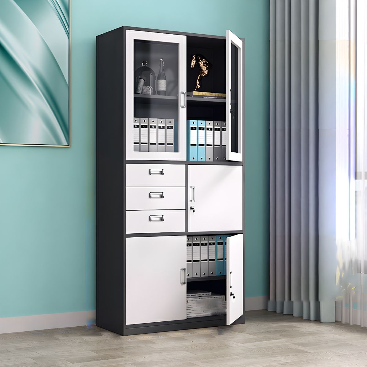 Metallic Filing Cabinet with a safe