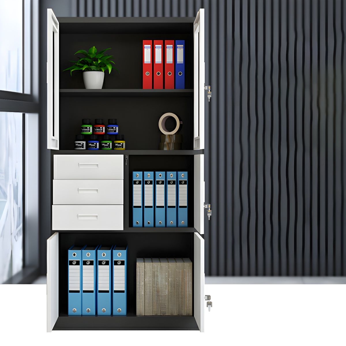 Metallic Filing Cabinet with a safe