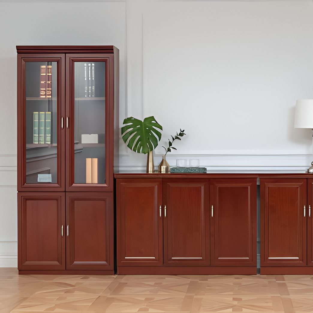 Mahogany Finish 2-door Office Cabinet