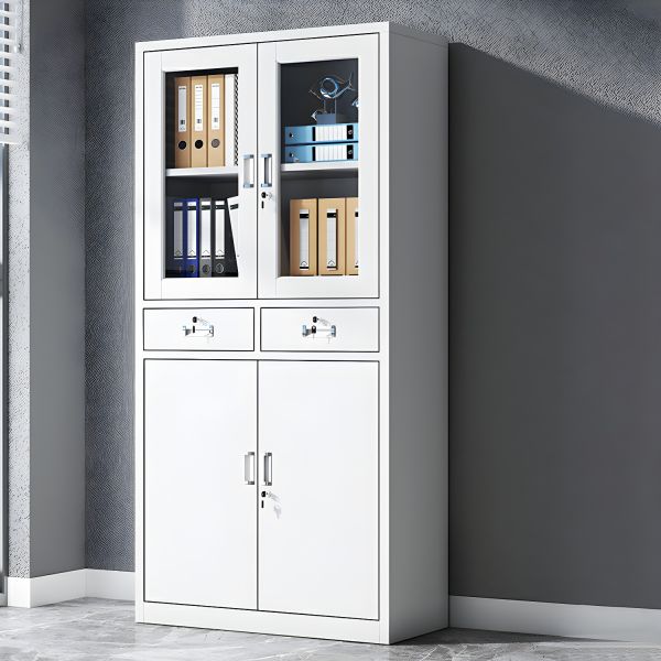Steel Filing Cabinet with 2 Drawers, half glass metallic cabinet, filing cabinet