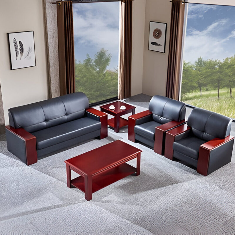 Wooden Armrest Frame Office Sofa