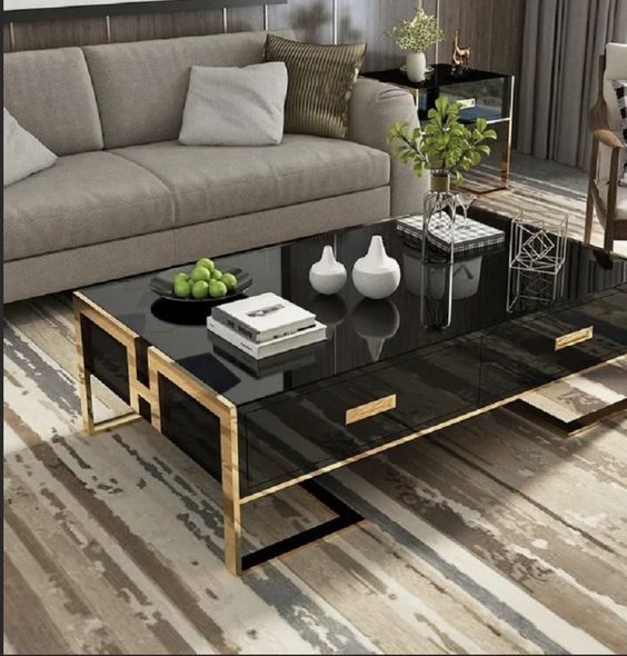 Modern Coffee Table with gold frame