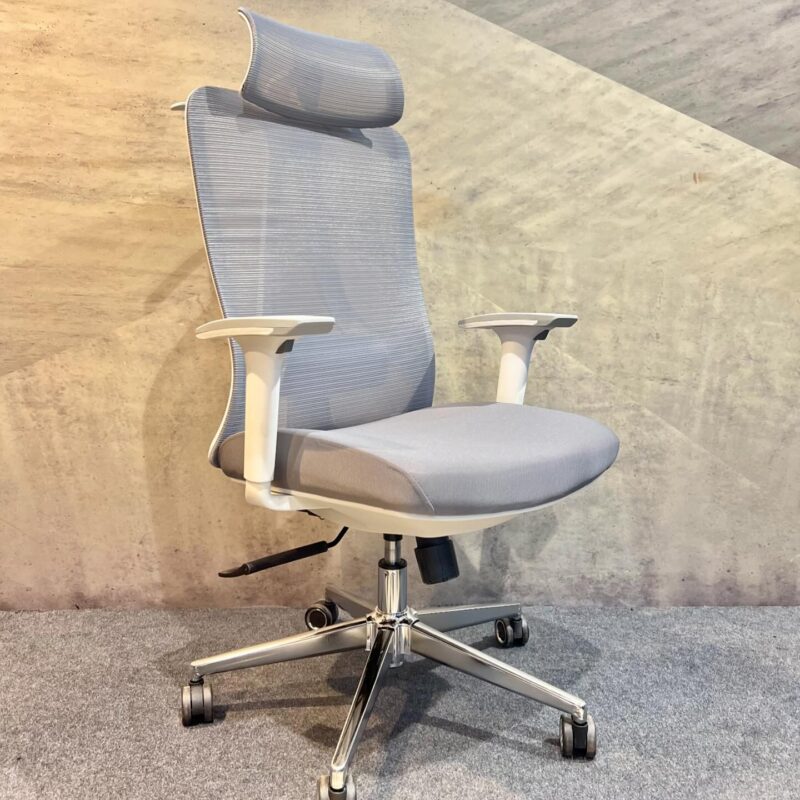 High Back White Grey Mesh Office Chair