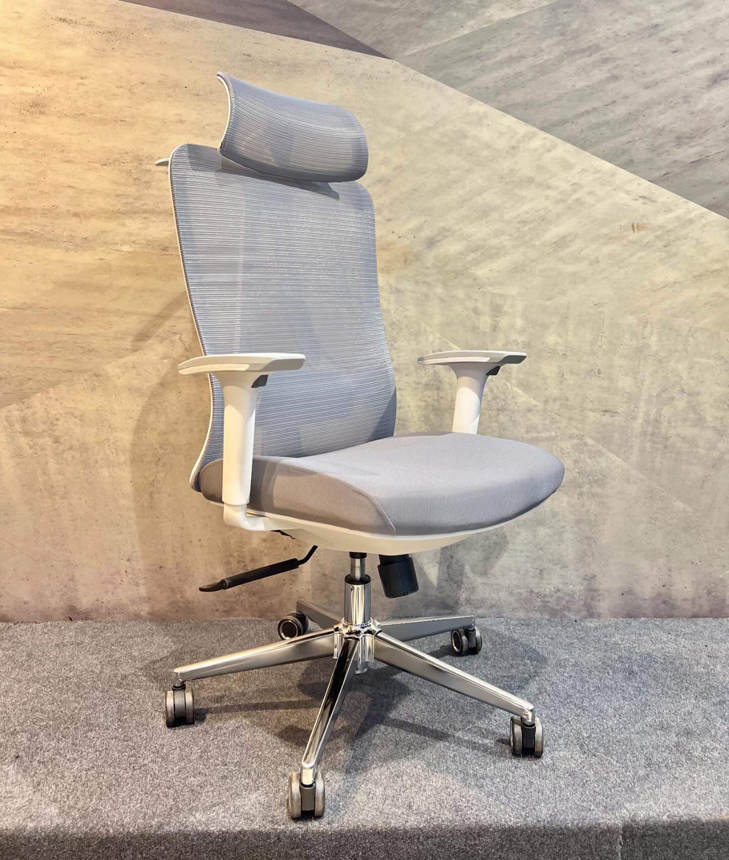 High Back White Grey Mesh Office Chair