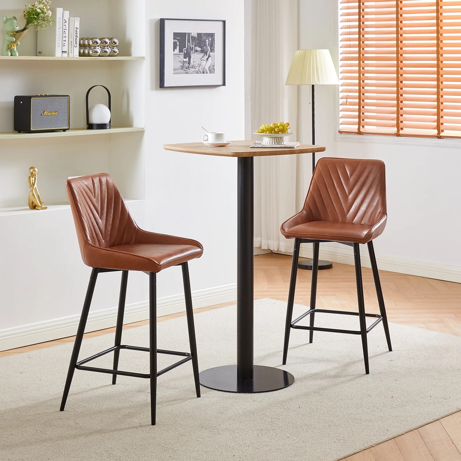 Counter Height Leather Bar Stool - Image 4